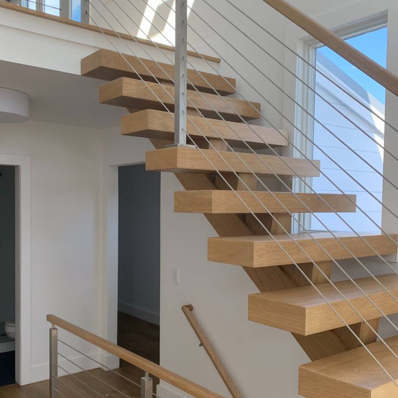 Custom floating oak staircase